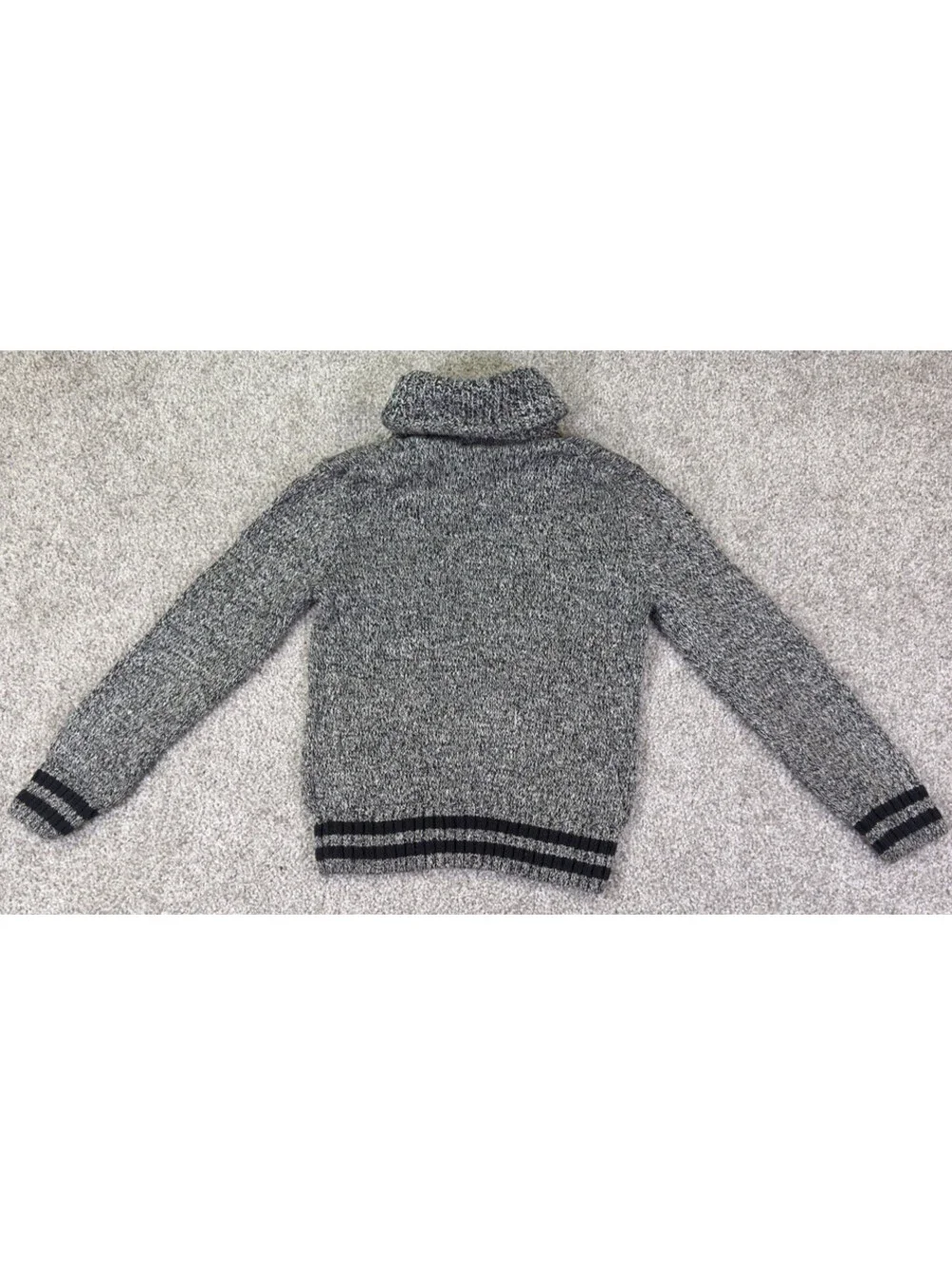 Polo Ralph Lauren Boys Shawl Collar Sweater Size 8 BL/WH Cotton Marled Knit